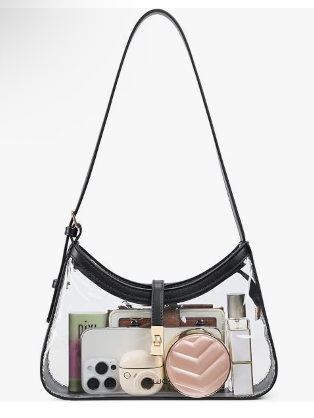 Amazon Cluci Clear Stadium Shoulder Bag with Black Trim NWT